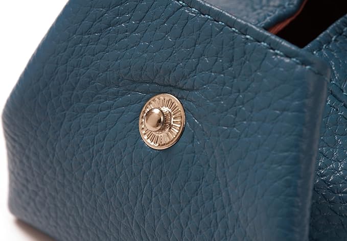 Cockatoo Genuine Leather Coin Pouch Change Holder, Mini Snap Pocket Wallet for Men Women (Azure, Large)