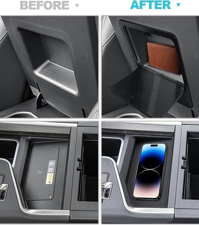 CDEFG 4Pcs for 2024 2025 2026 Lexus GX 550 Center Console Organizer 2024-2026 GX550 Accessories Middle Console & Armrest Hidden Storage Box & Cup Holder & Wireless Charging Mat(Not for Cool Box)