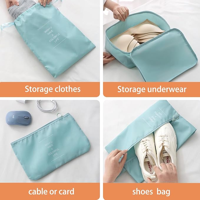 Packing Cubes for Travel - 8 Set Luggage Organizer Bags for Family, Mesh Breathable Travel Essentials Bags Set Durable Travel Packing Cubes for Suitcases