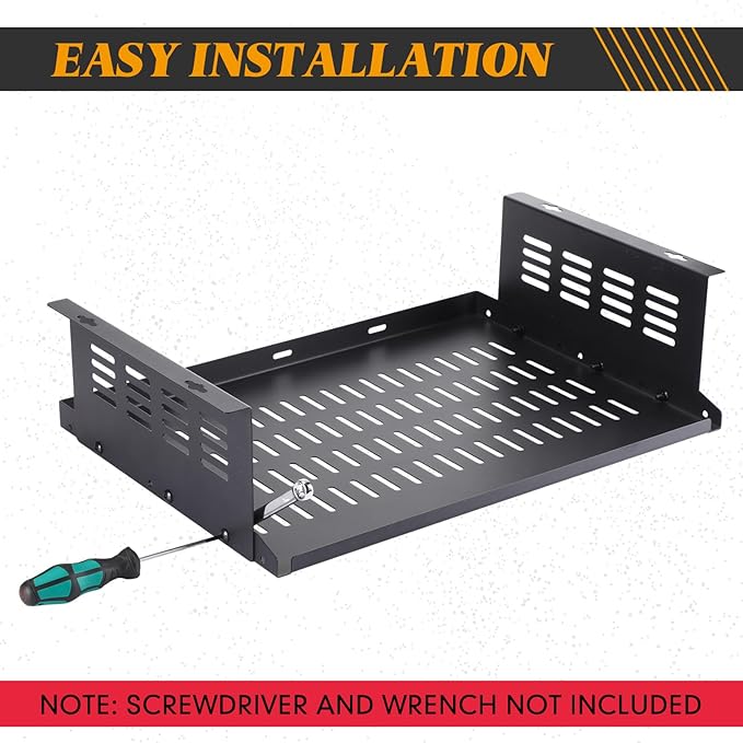 Under Desk Computer Mount for Small Form Factor SFF Computers and Pcs, Using Space 16.7" x H 4.75" x D 12" Mount Shelf Organizer for Office Home Workstation Gaming Stand up Desk