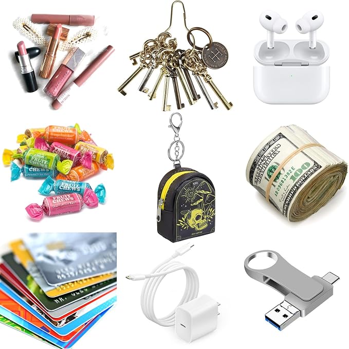 AIBFRID 4Pcs Mini Backpack Keychain,Cute Cosmetic Bag for Women,PU Leather Makeup Bag Key Pocket Lipstick Bag Card Holder Data Cable Organizer Zipper Pouch
