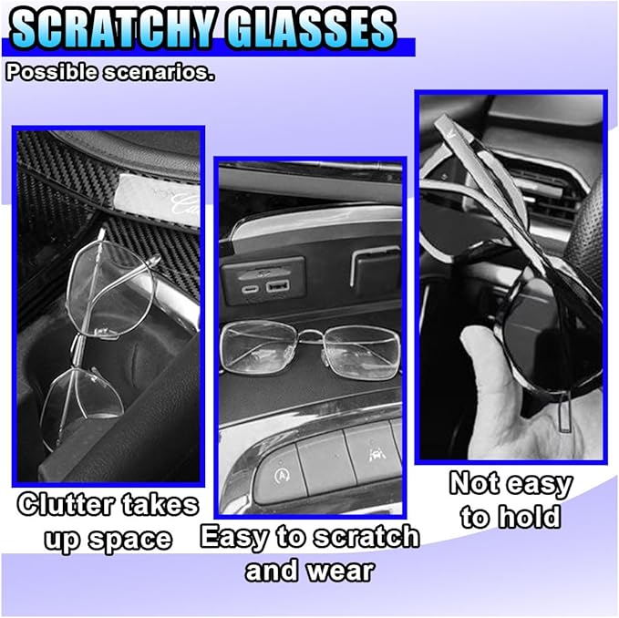 2PCS Sunglass Holder for Car Sun Visor, Magnetic Leather Vehicle Glasses Eyeglass Mount & Ticket Card Clip, Automotive Interior Visor Accessories, Universal for Sedan SUV Truck (Black)