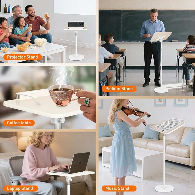 Floor Standing Book Stand, Foldable Book Holder for Reading with Page Clips, 19"–51" Height Adjustable, Sturdy Podium Stand for Reading, Bible, Laptop, Cookbooks, or Projector