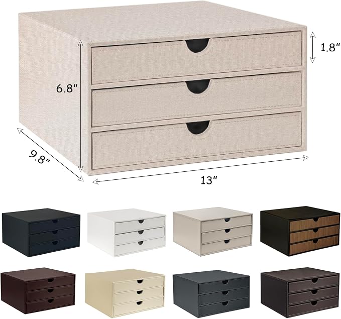 UnionBasic Document Organizer, 3-Drawer File Cabinet Document Storage Box, Office Desktop Filing Organizer, Port Royale