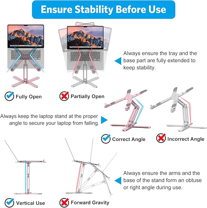 OMOTON 360° Rotating Laptop Stand Riser for Desk, Ergonomic Foldable Computer Stand Adjustable Height Angles for Collaborative Work, Easy Storage Fit Macbooks,All Laptops up to 16 inches, Pink