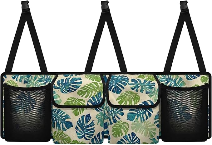 Palm Leaves Car Trunk Organizer,Large Capacity,Non-Sagging,Detachable Backseat Hanging Organizer,Standard Size for Most SUVs