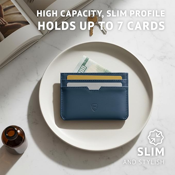 Vaultskin MOORGATE Slim Card Holder – Minimalist Leather Wallet with RFID Blocking, Front Pocket Credit Card Case for Men & Women