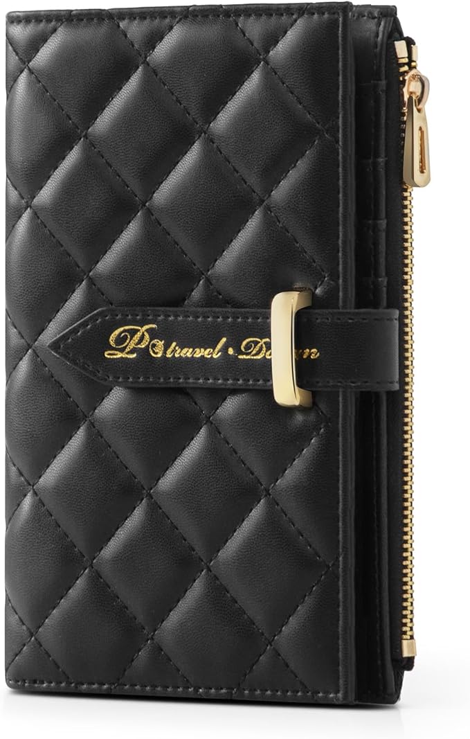 Passport Holder for Travel,Leather Passport Wallet,Travel Document Organizer with AirTag Slot,RFID Blocking With Credit Cards Case,Zippered Coins Pocket and Cash Slot for Women Men