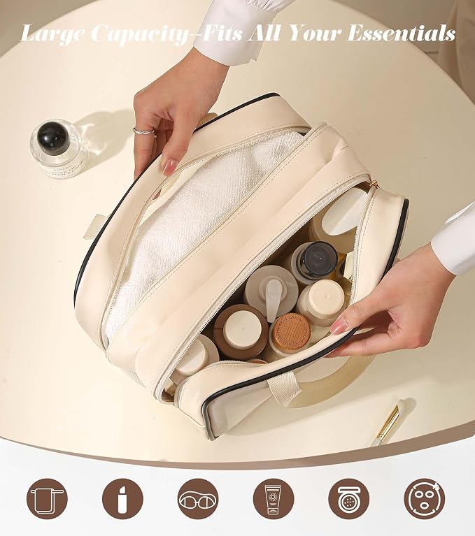 Heliar Large Travel Toiletry Bag with Dry Wet Separation– PVC Waterproof Wash Bag for Women, Clear & Matte shower bag for Gym, Overnight, Swimming, and Business Trips