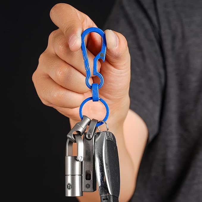 KeyUnity KM01 Titanium EDC Keychain Clip with Bottle Opener, Quick Release Carabiner Key Ring Holder for Men