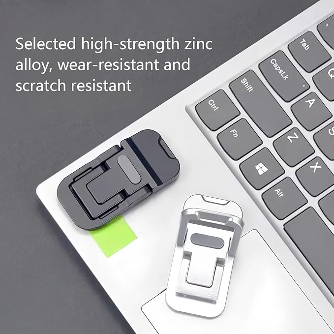 2 Pcs Zinc Alloy Foldable Laptop Stands, Portable Computer Keyboard Riser Feet with 2 Adjustable Angles, Self-Adhesive Invisible Mini Keyboard Stand for Notebook 10-17 Inches