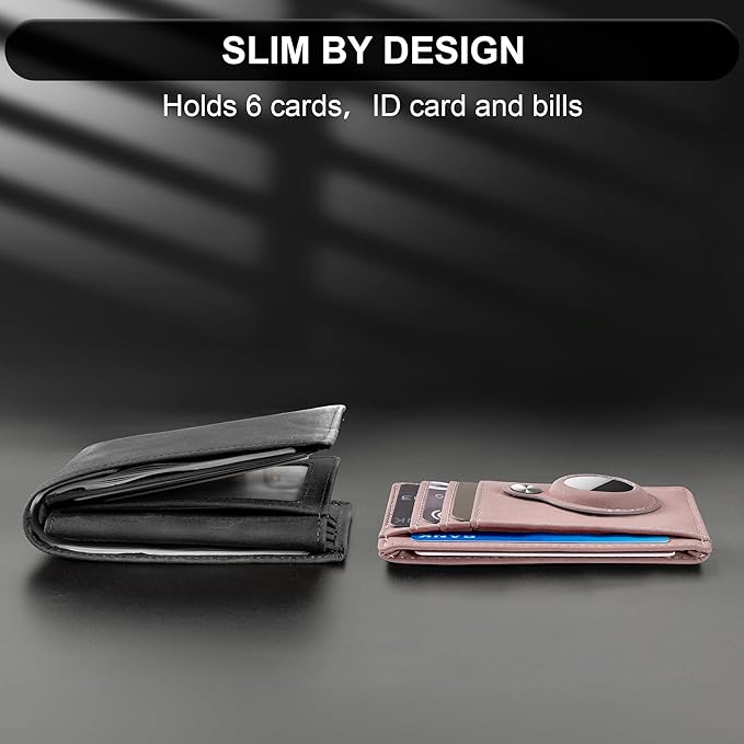 Hawanik Slim Minimalist Front Pocket Air Tag Wallet, RFID Blocking Card Holder Wallet with Airtag Holder