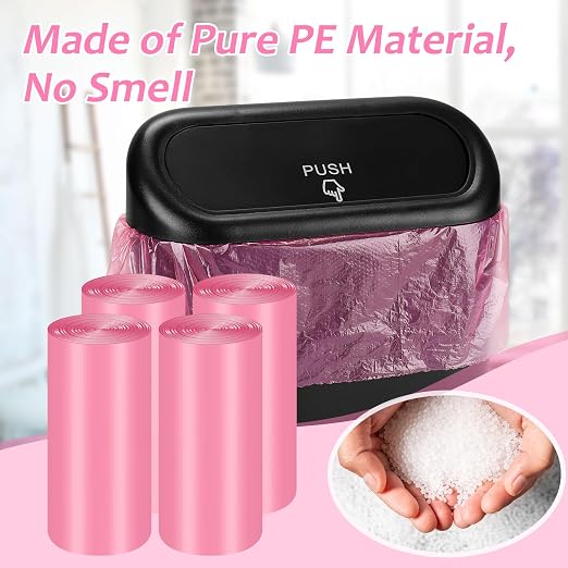 Accmor Mini Car Trash Can Bags for Auto Trash Bin, 120 Count Small Garbage Organizer Bags Tear-Resistant, Liner Refills (Vehicle Trash Can is not Included), Pink