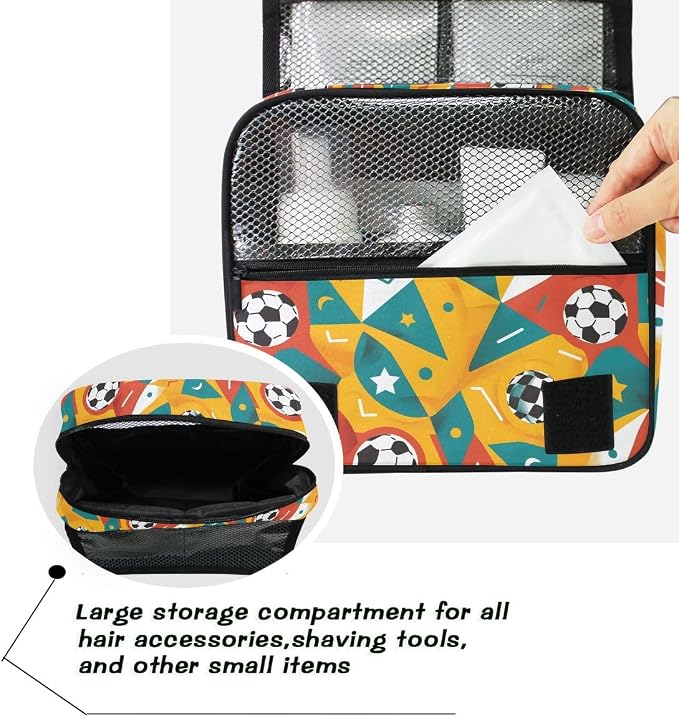 senya Hanging Travel Toiletry Bag Playing Football Kit Makeup Case Cosmetics Organizer for Men Women