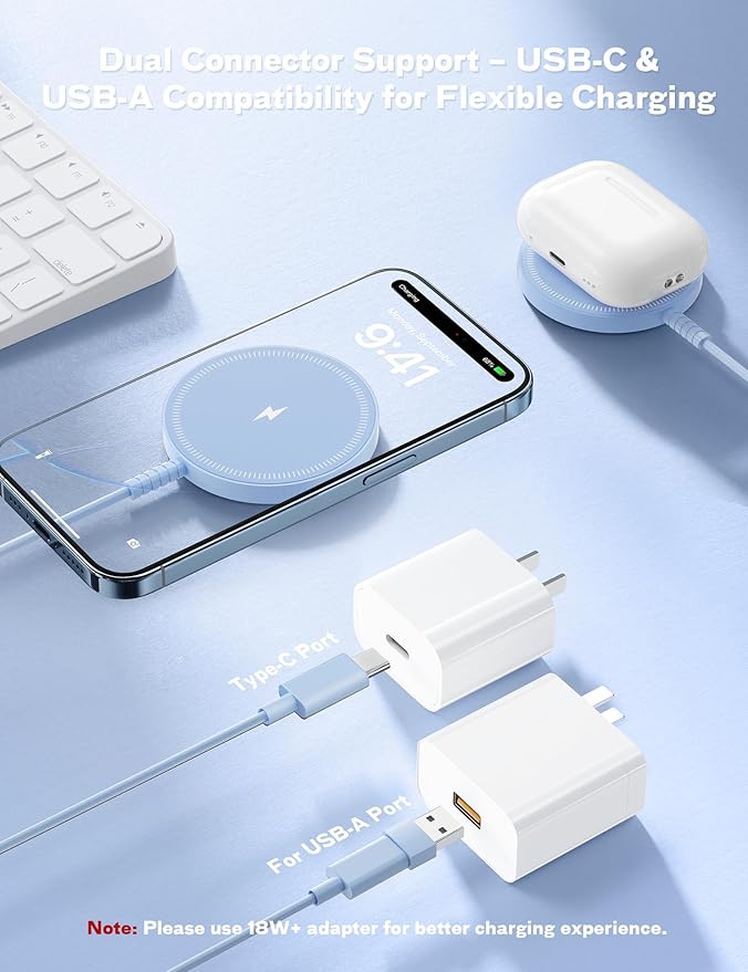 Bohuma Magnetic Wireless iPhone Charger: Mag-Safe Charging Pad Compatible with iPhone 16 15 Pro Max Plus 14 Pro Max Plus 13 12 Pro Max AirPods Pro 3 2- Fast Charger Pad Dock for Home Office