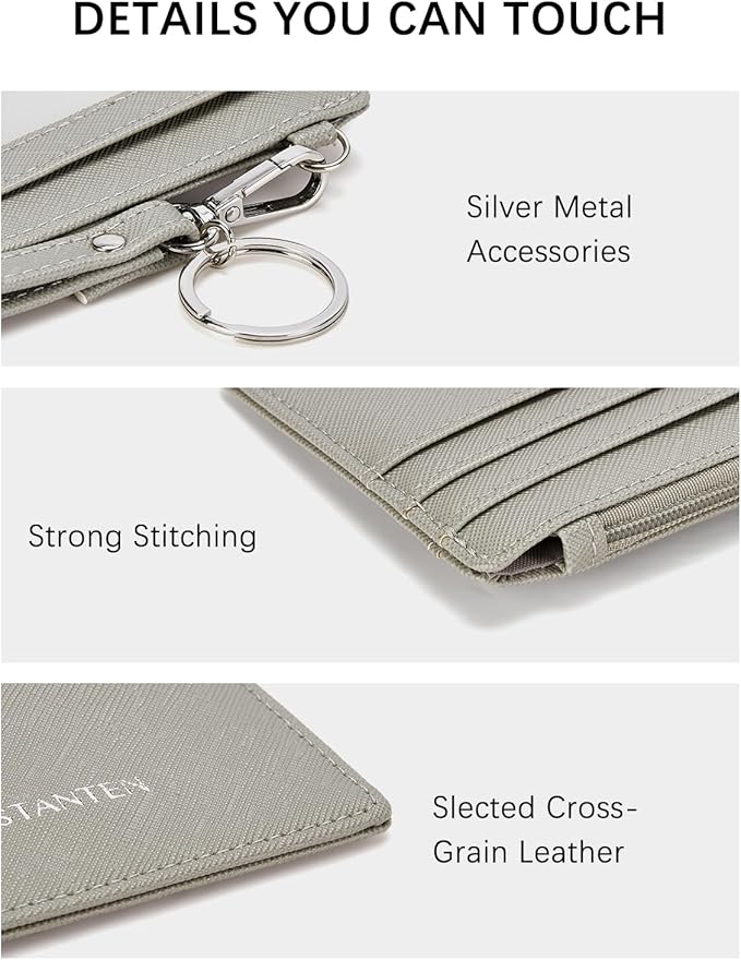 BOSTANTEN Small Wallet For Women RFID Leather Credit Card Holder Slim Wristlet Keychain Wallet With Zipper Pocket