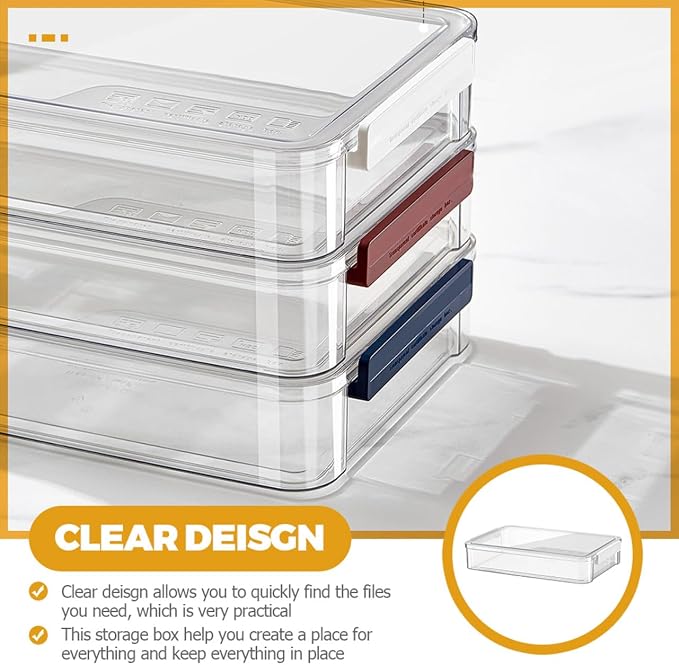 CALLARON Stackable Small Document Organizer Box Desktop File Storage Case Home Office Document Box with Lid