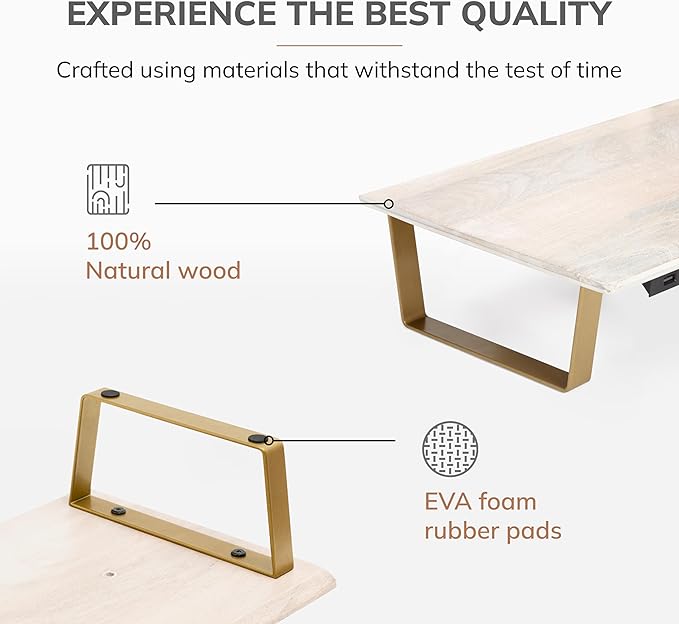 Anji Mountain Monitor Stand - Desktop Organizer & Laptop Riser, Ergonomic Monitor Riser, Space-Saving Monitor Stand for Desk, Durable Construction, Easy Assembly, Ideal for Home & Office,White Wash