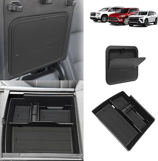 Muslogy Center Console Organizer&Hidden Storage Box Compatible with 2024-2026 GMC Acadia/Chevy Traverse&2025 2026 Buick Enclave Accessories Interior Storage Insert Tray Secret Compartment Coin Holder