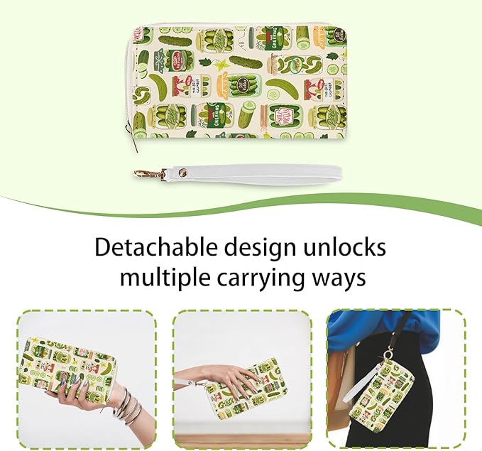 Pickle Women Wallet, Small Slim Thin Credit Card Holder with Zipper, PU Leather Compact Wallets with Coin Pocket, Travel Wallet for Female Ladies Teen Girls Girly