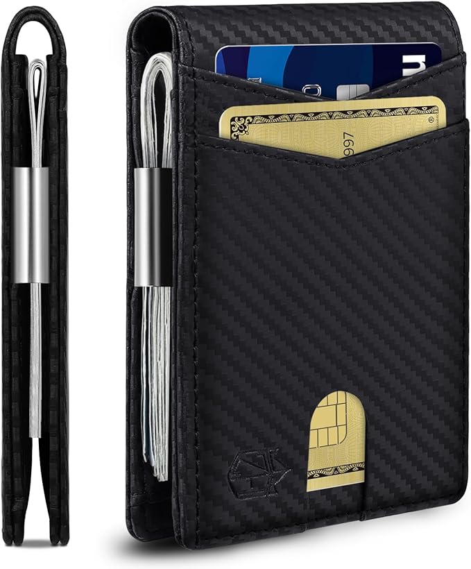 Zitahli Genuine Leather Wallet for Men 12 Card Slim Mens Wallets Bifold RFID Blocking with Money Clip & ID Window Thin Minimalist Card Holder Wallet with Gift Box