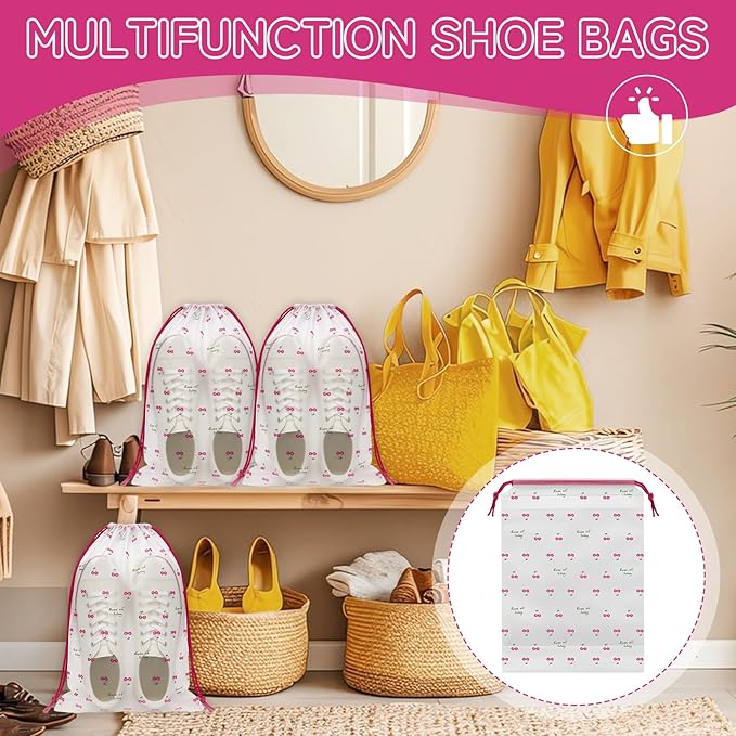 Shoe Bags for Travel, 13.8" x 11.8" Travel Shoe Bags for Packing, Large Waterproof Portable Travel Shoe Storage Bags Travel Essentials Women for and Men (5, Cherry)