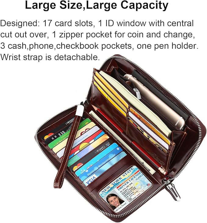 Lavemi Small Compact Women Wallet RFID Blocking Genuine Leather Bifold Purse with ID Windows