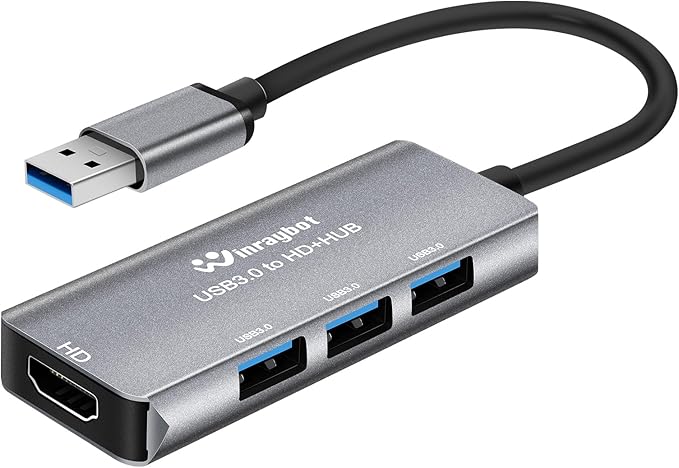 USB Hub with HDMI Extended Monitor 1080P@60Hz Display with 3 Port USB 3.0 Hub,Mirror & Extend Display Mode, Portable Aluminum USB Docking Station for Laptop, Desktop PC
