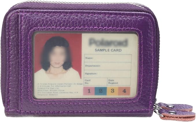 traderplus Women's RFID Blocking Leather Zipper Card Wallet Small Purse Credit Card Case Holder for Mother Day Gift (Purple)
