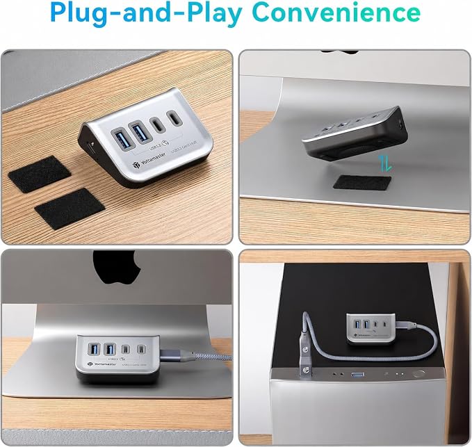 Yottamaster 4-in-1 USB C Hub, 10Gbps USB 3.2 Gen 2 Desktop Hub with 2 USB-A& 2 USB-C Data Ports, 2-in-1 USB-C/A Cable, Angled USB Splitter for PC, Laptop, Mac mini, MacBook, iMac(Not Support Charging)