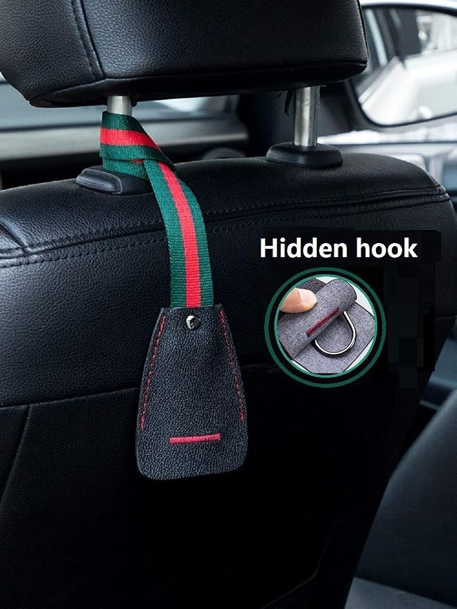 Car Back Seat Headrest Hanger Holder Hooks for Purse Grocery Bag Universal Vehicle Trunk Storage Organizer Heavy Duty Purse Hook Drop Stop Gadget Best Car Seat Organizer Accessory for Women