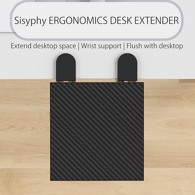 Ergonomics Desk Extender Tray, 9.5x9.1" Punch-Free Clamp on, Foldable Keyboard Drawer Tray, Table Mount Arm Wrist Rest Shelf, Computer Elbow Arm Support