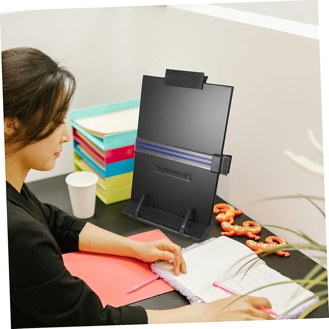 OSALADI Adjustable Document Book Holder Versatile Clip Stand for Reading Typing Copying for Home Office School Library Use Lightweight Portable Document Stand