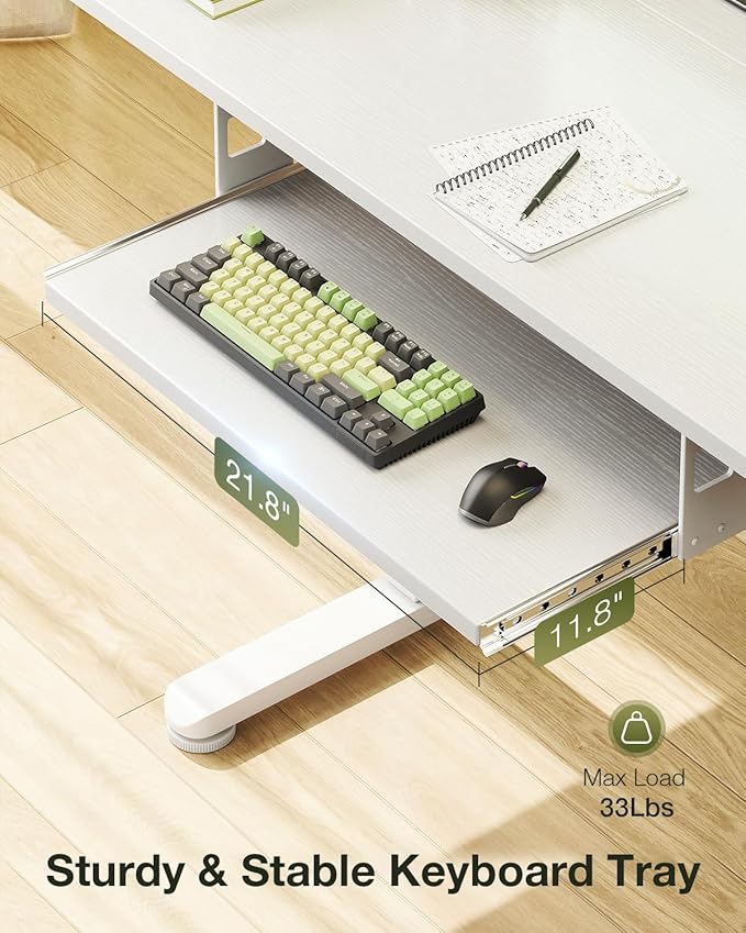 Casaottima Electric Standing Desk with Keyboard Tray, 40 Inch Height Adjustable Small Table, Sit Stand Table, Writing Computer Desk for Home, Office, Workstation, White