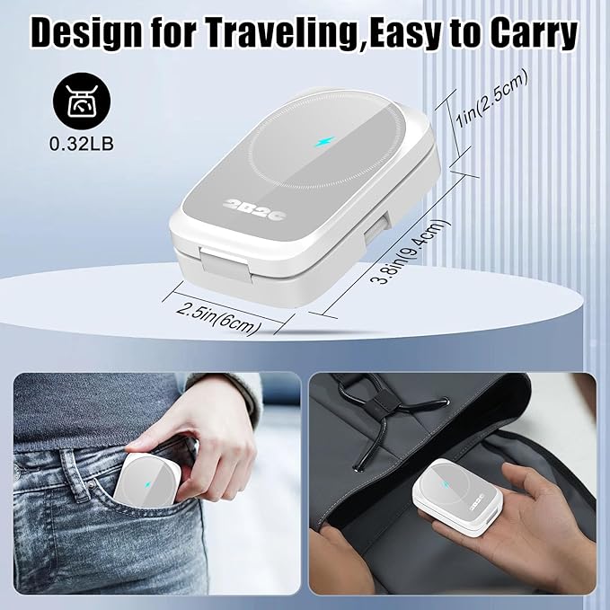 3 in 1 MagSafe Wireless Charging Station, 15W Magnetic Fast Charger for iPhone 17/16/15/14/13/12 Series, Apple Watch & AirPods, Foldable Portable Charging Stand for Desk, Bedside & Travel, White