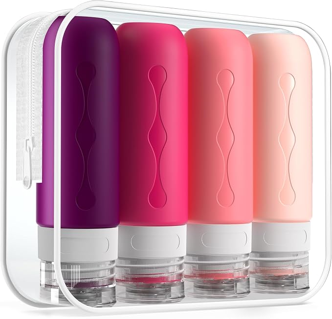 Gemice Travel Bottles for Toiletries, Tsa Approved, Travel Size Containers, BPA Free Leak Proof Tubs Refillable Liquid Accessories for Cometic Shampoo and Lotion Soap