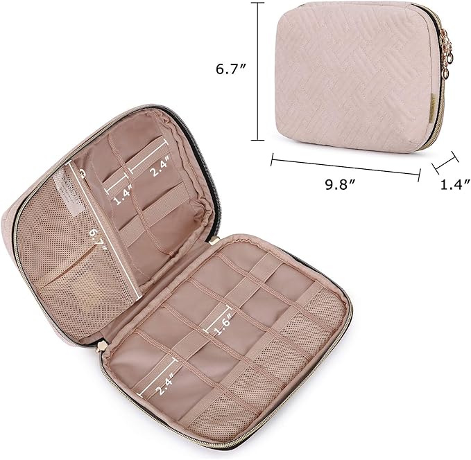 BAGSMART Large Electronics Organizer Travel Case, Travel Essentials, Cord Organizer Travel Cable Organizer Bag, Travel Accessories for Women, Pink