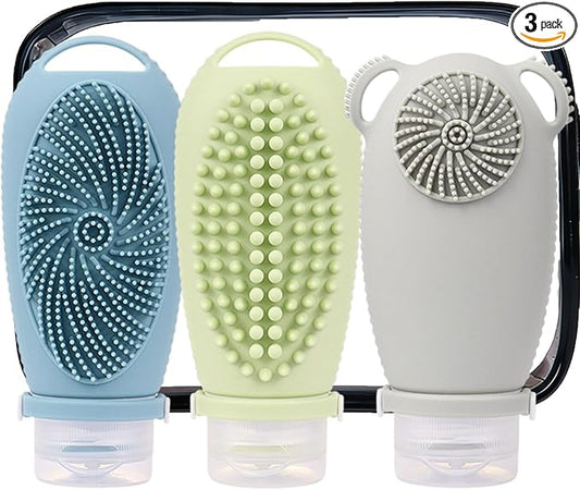 Travel Bottles for Toiletries,Tsa Approved Travel Size Containers 3-Pack (3.4 oz)，Leak Proof Refillable Liquid Silicone Squeezable Accessories for Shampoo Conditioner Lotion