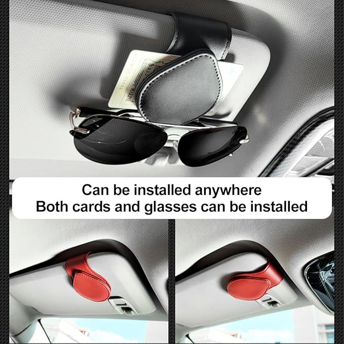 Mandark Magnetic Sunglass Holder for Car Visor, Leather Vehicle Eyeglass Hanger Clip, Automotive Interior Ticket Card Glasses Organizer Clamp Accessories, Universal for SUV, Sedan, Truck(White)