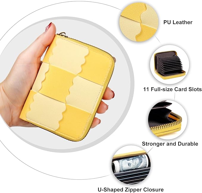 EcoVision Credit Card Holder RFID Card Case Wallet, Small Accordion Zipper Card Case Holder, Card Organizer Case for Women Men