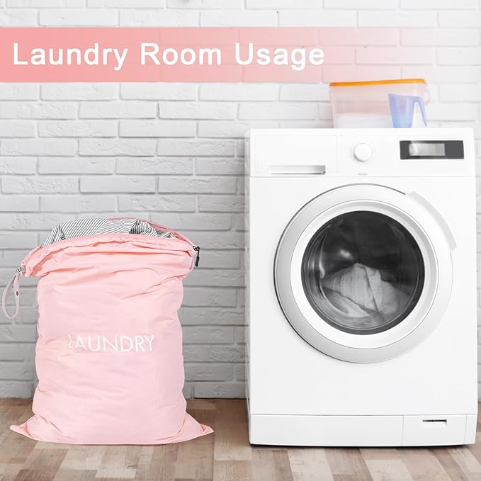 WiseBoy 4 Pack Laundry Bags, Travel Laundry Bag for Dirty Clothes, Washable Nylon Wet Dry Bag, Swimming Yoga Bathing Suit Workout Wet Dry Bags