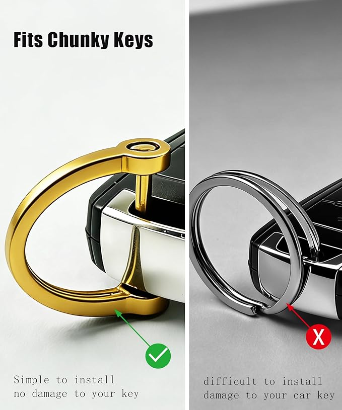 Metal Keychain Clip with Key Rings and D Ring, Heavy Duty Carabiner Key Chain Hook Holder for Car Home Keys