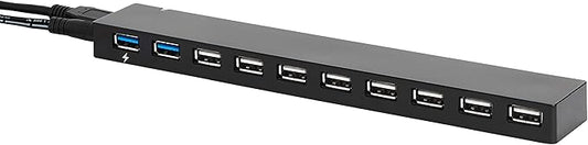 Amazon Basics USB 3.0 10-Port Hub with AC Adapter, 5Gbps Faster Data Transfer for Multiple Devices, Black