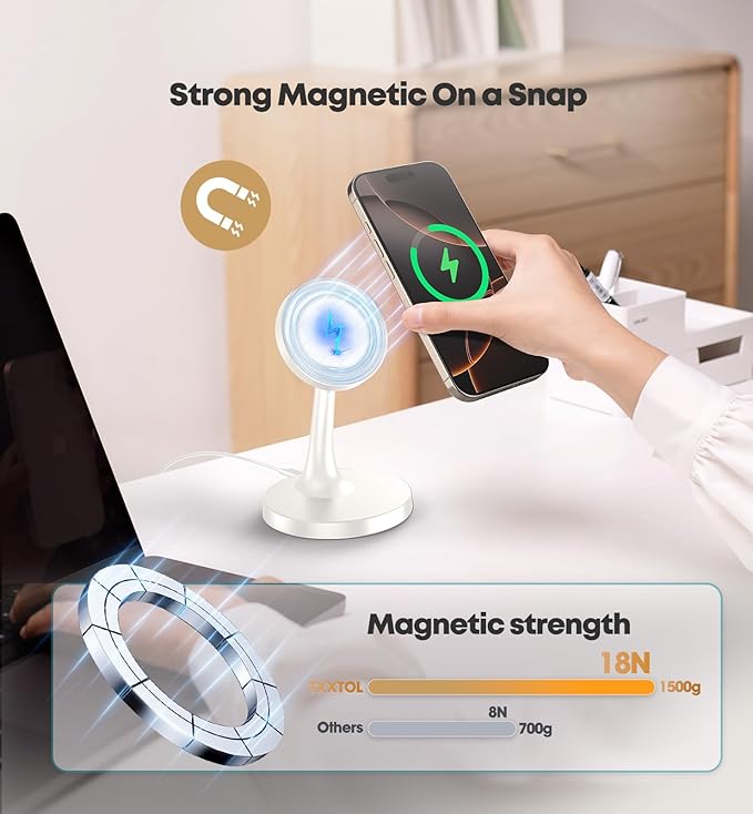 2 Pack Magnetic Wireless Charger iPhone, 15W Fast Mag-Safe Charger Stand for iPhone 17/17 Air/17 Pro/17 Pro Max 16/15/14/13/12 Series Magnet Wireless Charging Station/Pad for AirPods- Gifts Ideas