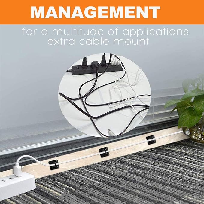 100 Pack 1.1 inch Zip Tie Adhesive Mounts Self Adhesive Cable Tie Base Holders with Multi-Purpose Tie wire clips with screw hole,Anchor stick on wire holder with 8 inch zip ties（White）