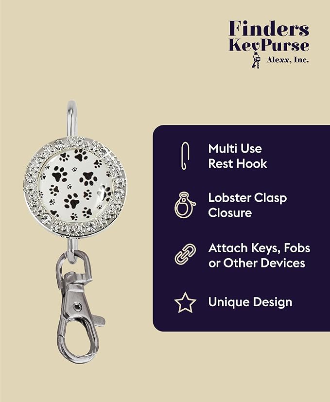 Women’s Bag Charm Key Finder, Car Keychain Hook, Cute Purse Organizer & Tote Bag Accessories, Gifts for Mom - Bling