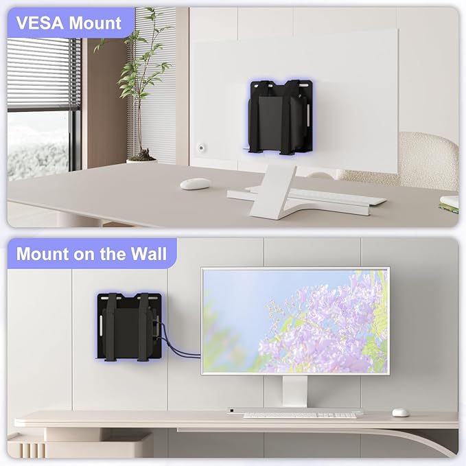 Universal Mini PC Mount for KAMRUI Mini PC, Wall and VESA Mount for KAMRUI GK2, GK3PLUS/PRO, AK1PLUS/PRO, AK2PLUS, E1Essenx E1, E2Essenx E2, E3B, H1, AM02PRO, AM06PRO with Adjustable Strap and Screws