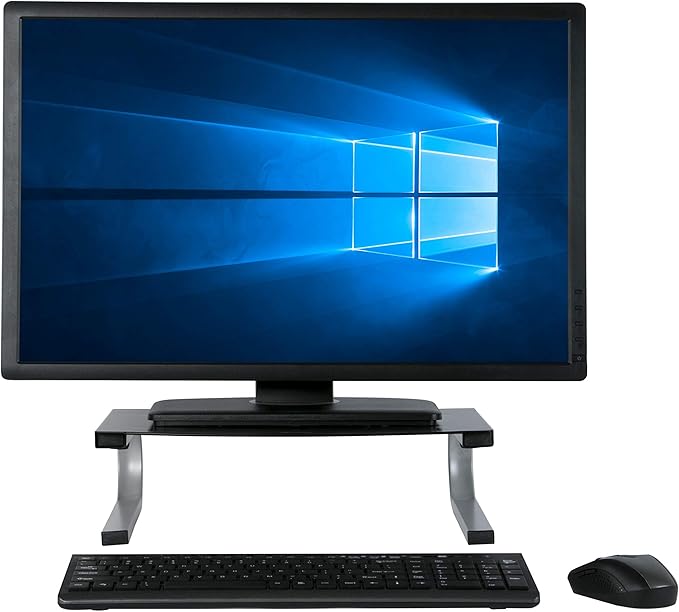 Allsop Redmond Monitor Stand, Holds 40 lbs with Keyboard Storage Space - Black (29248)