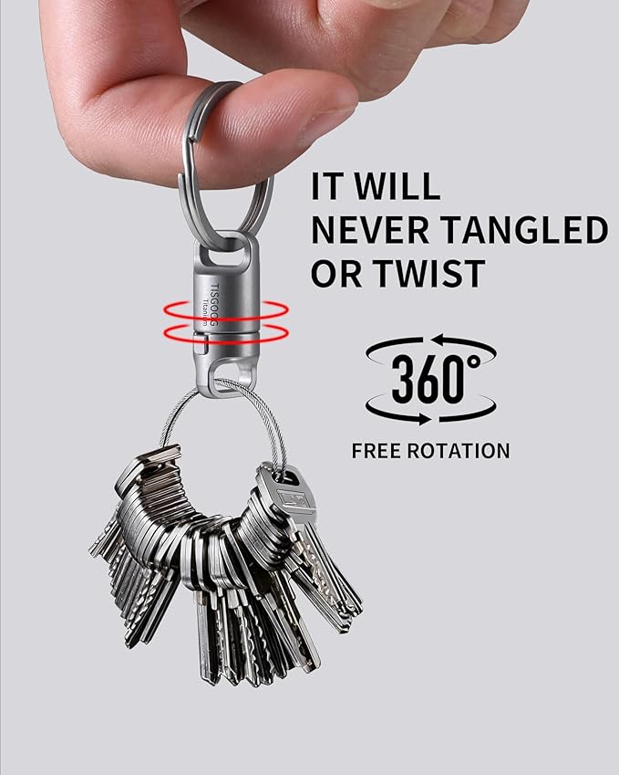 Titanium Quick Release Keychain, Strong Magnetic Keychain for Car Keys, 360 ° Rotatable, Safely Lock, Rust-Proof