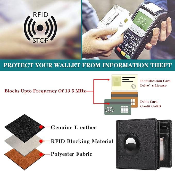 FALAN MULE Wallet for Men Genuine Leather RFID Blocking Credit Card Holder for Men